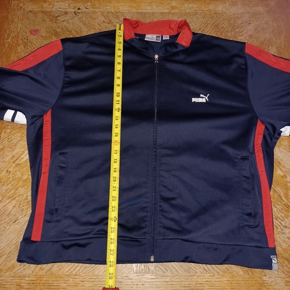 Puma Full Zip Track Jacket Mens Size 3XL Navy Blue Side Pocket Label Stripe. See - Picture 6 of 6